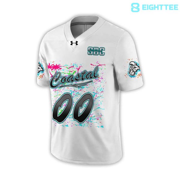 Alternative view of Coastal Carolina Chanticleers Worn Airbrush Custom Football Jersey - White