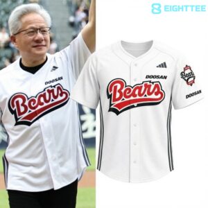 Jensen Huang Korean Pro Baseball Bears Baseball Jersey by Eighttee.com Jensen Huang Korean Pro Baseball Bears Baseball Jersey
