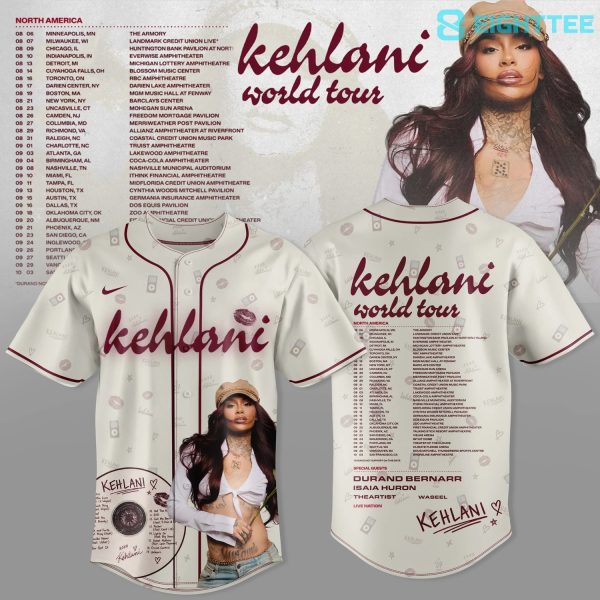 Kehlani World Tour White Baseball Jersey 2026 V3