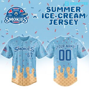 Knoxville Smokies Summer Ice Cream Custom Baseball Jersey by Eighttee.com Knoxville Smokies Summer Ice Cream Custom Baseball Jersey
