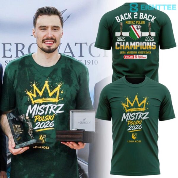 Legia Warsaw Basketball Polish Champions 2026 Green Shirt