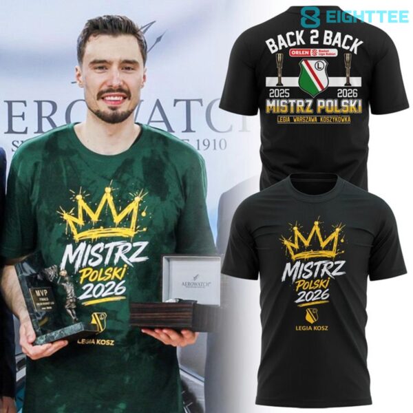 Alternative view of Legia Warsaw Basketball Polish Champions 2026 Green Shirt