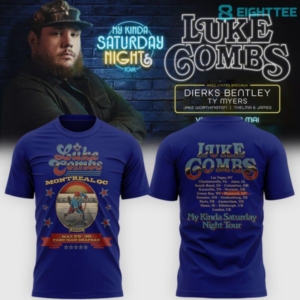 Luke Combs My Kinda Saturday Night Tour - Montreal, QC Parc Jean-Drapeau Blue Shirt