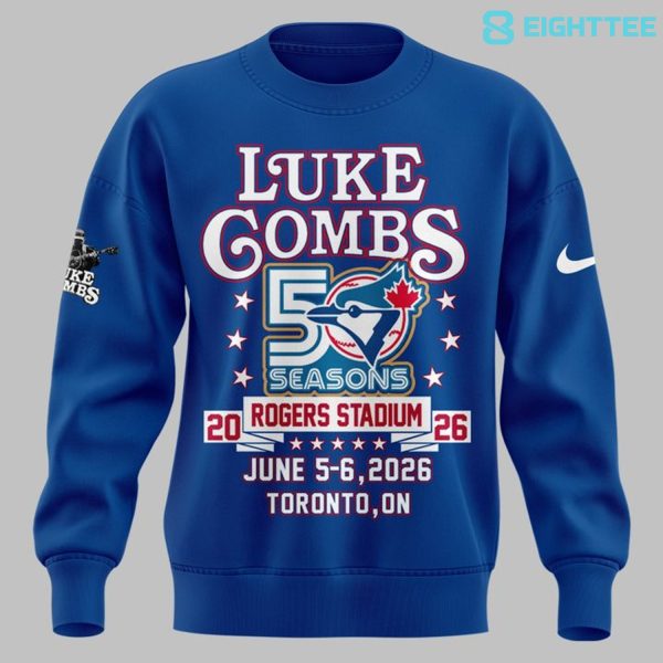 Alternative view of Luke Combs x Toronto Blue Jays 50th Anniversary - My Kinda Saturday Night Tour 2026 Sweatshirt