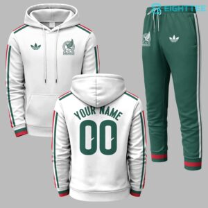 Mexico 2026 FIFA World Cup Away Personalized Hoodie Jogger Set by Eighttee.com Mexico 2026 FIFA World Cup Away Personalized Hoodie Jogger Set