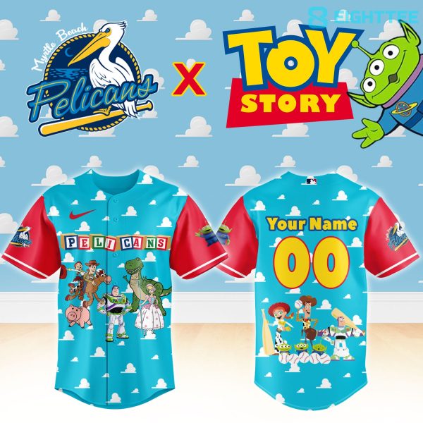 Alternative view of Myrtle Beach Pelicans Toy Story Night Limited Baseball Jersey NN