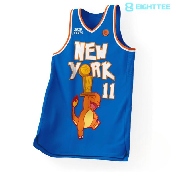 Alternative view of New York Knicks 2026 Champions Charizard Basketball Jersey