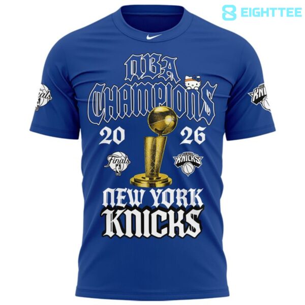 Alternative view of New York Knicks 2026 NBA Finals Champions Exclusive Edition x Hello Kitty Shirt
