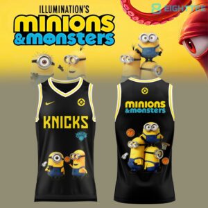 New York Knicks X Minions 2026 Champions Black Jersey by Eighttee.com New York Knicks X Minions 2026 Champions Black Jersey