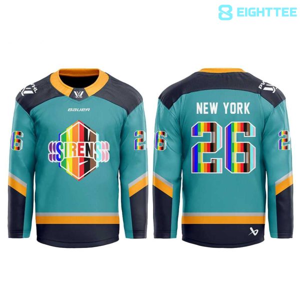 Alternative view of New York Sirens Pride Month 2026 Custom Hockey Jersey