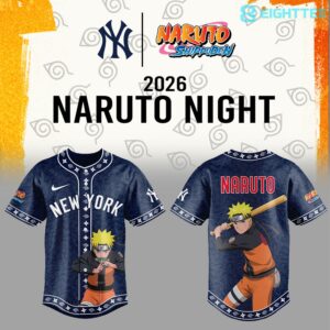 New York Yankees Naruto Night 2026 Baseball Jersey by Eighttee.com New York Yankees Naruto Night 2026 Baseball Jersey