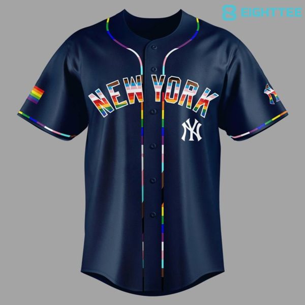 Alternative view of New York Yankees Pride Night Custom Baseball Jersey