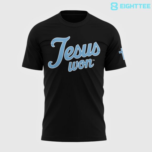 Alternative view of North Carolina Tar Heels JESUS WON 2026 Special Black Shirt