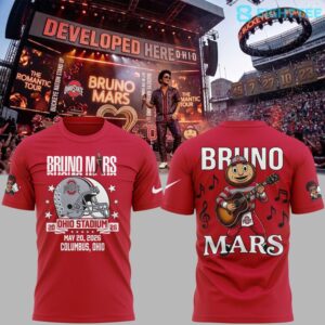 Ohio State Buckeyes x Bruno Mars The Romantic Tour At Ohio Stadium 3D Shirt