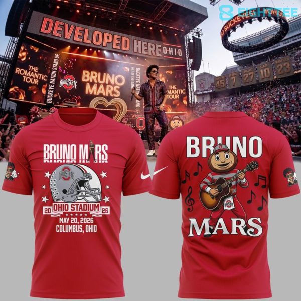 Ohio State Buckeyes x Bruno Mars The Romantic Tour At Ohio Stadium 3D Shirt