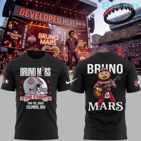 Alternative view of Ohio State Buckeyes x Bruno Mars The Romantic Tour At Ohio Stadium 3D Shirt
