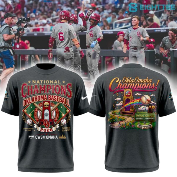 Oklahoma Sooners Baseball Champions 2026 Men's College World Series Grey Shirt