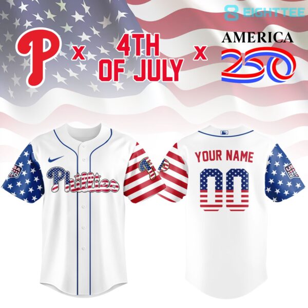 Philadelphia Phillies America250 4th Of July Custom Jersey