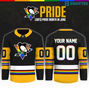 Pittsburgh Penguin x Pride Month 2026 Special Hockey Jersey by Eighttee.com Pittsburgh Penguin x Pride Month 2026 Special Hockey Jersey