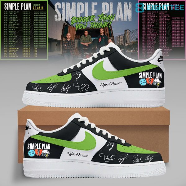 Simple Plan Bigger Than You Think Tour Green Air Force 1 Shoes
