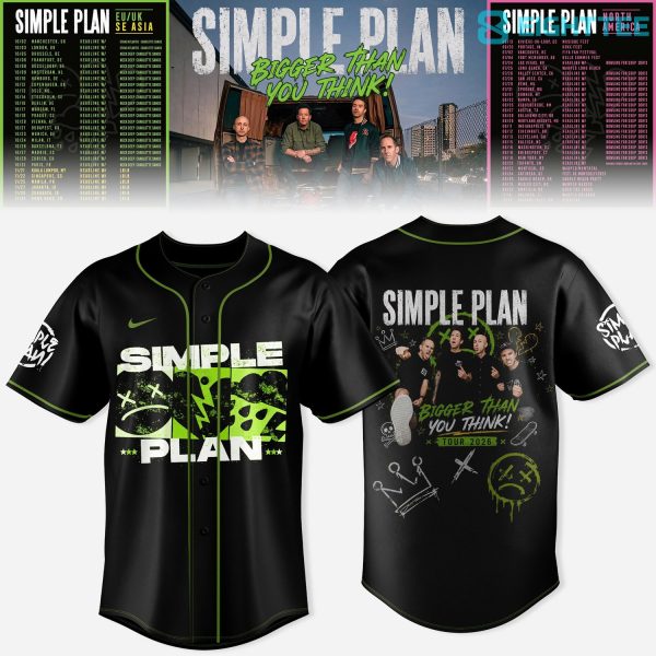 Simple Plan Bigger Than You Think Tour Green Baseball Jersey