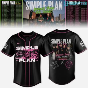 Simple Plan Bigger Than You Think Tour Pink Baseball Jersey