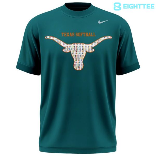 Alternative view of Texas Softball Cancer Awareness Green Special Shirt 2026