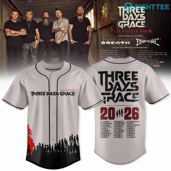 Three Days Grace Alienation Tour 2026 Baseball Jersey