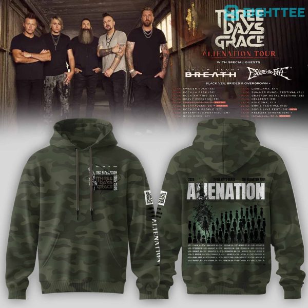 Three Days Grace Alienation Tour 2026 Green Camo Hoodie