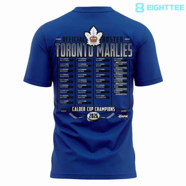 Alternative view of Toronto Marlies Blue 2026 Calder Cup Champions Roster Special Shirt