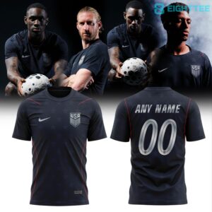 United States Men's National Team 2026 Stripes Match Black Tee Custom Name & Number